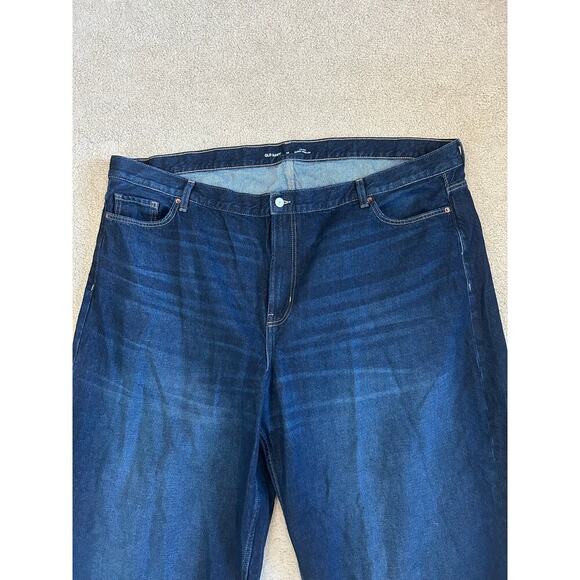 Old Navy Mid Rise Baggy Wide Leg Jeans Dark Wash Blue Denim High Waist Size 26 - Picture 3 of 6